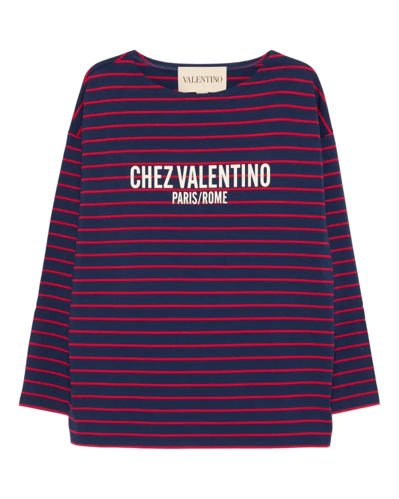 Valentino Garavani Gestreiftes T-Shirt - Blau Blau
