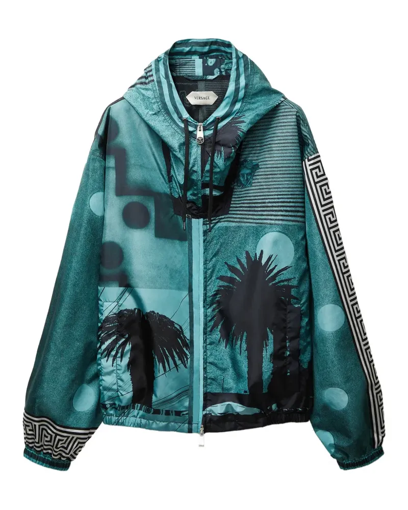 Versace printed nylon windbreaker - Blau Blau