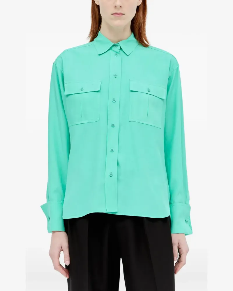 Max Mara flap-pocket silk shirt - Grün Grün