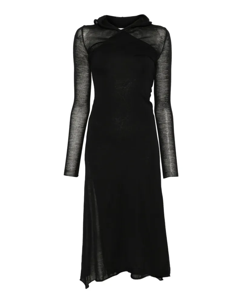 Fendi Maxikleid mit Kapuze - Schwarz Schwarz