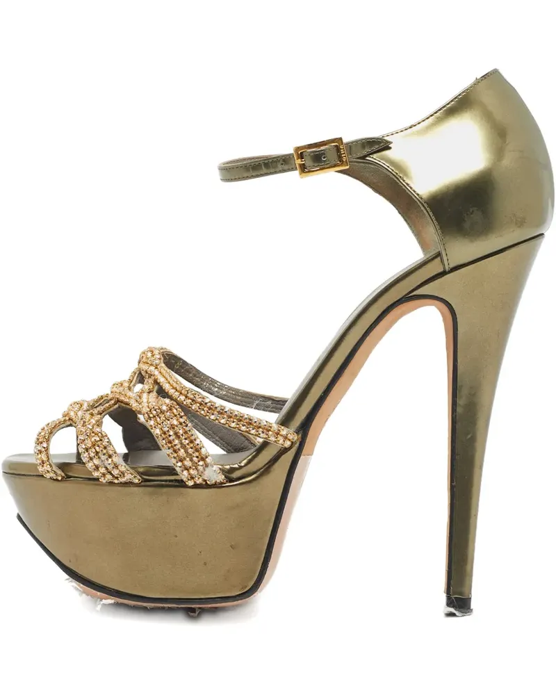 Gina crystal platform sandals - Gold Gold