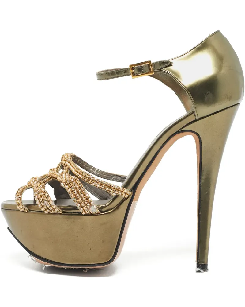 Gina Plateau-Sandalen mit Kristallen - Gold Gold