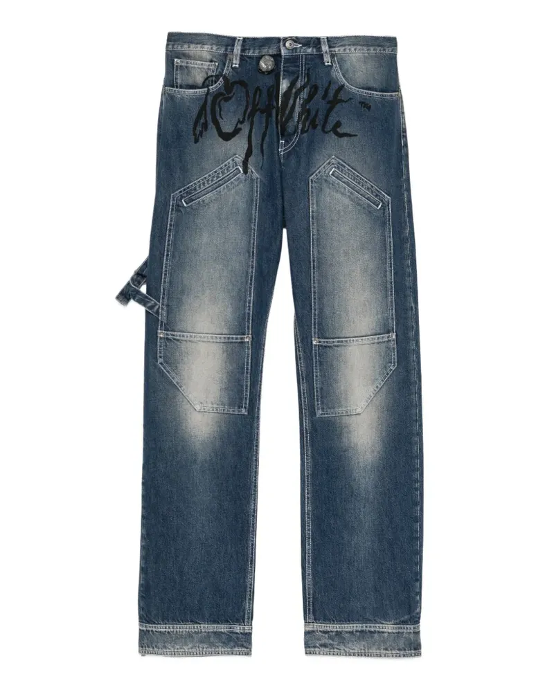 OFF-WHITE Cherry Diagonal Twist Stack Jeans - Blau Blau