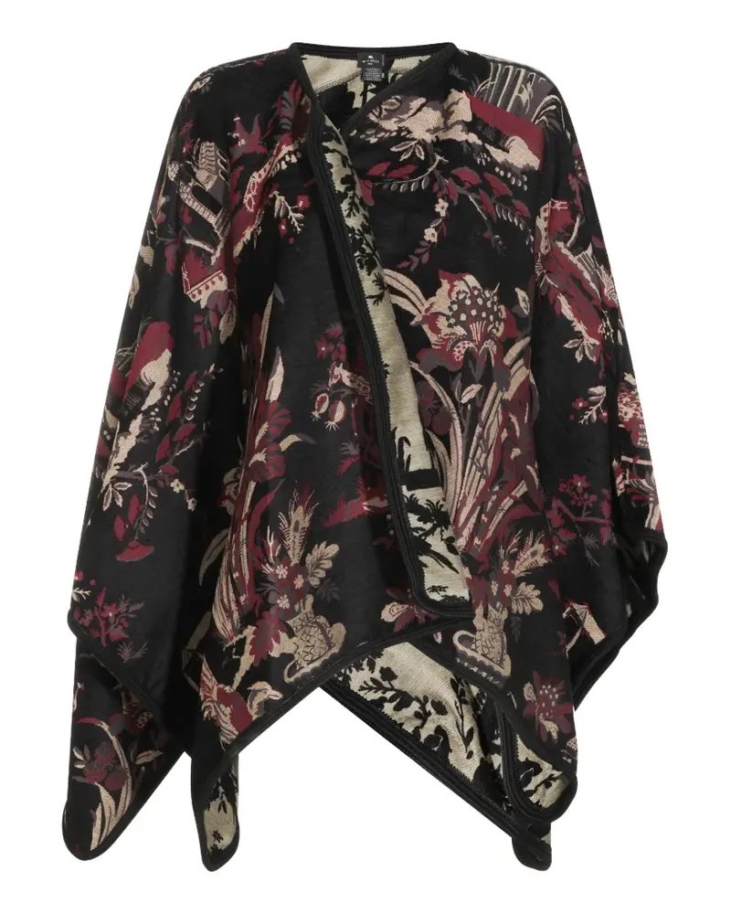 Etro jacquard-woven floral-print cape - Schwarz Schwarz
