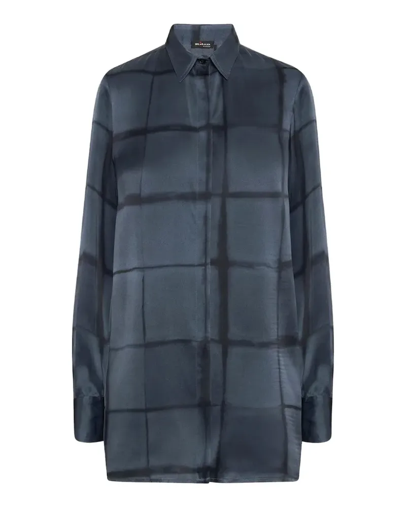 Kiton Seidenhemd mit Print - Blau Blau
