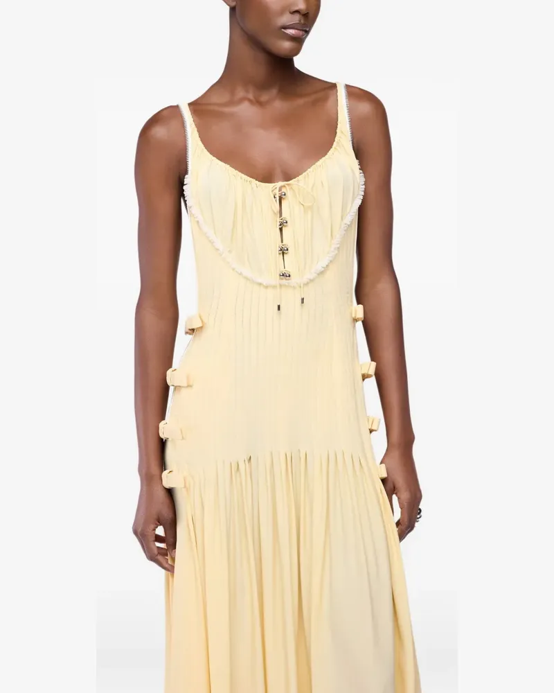 Paco Rabanne Midikleid mit Spitzenbesatz - Gelb Gelb
