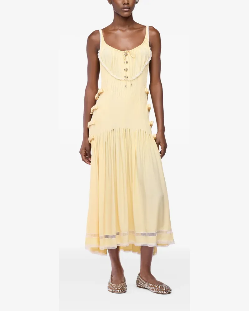 Paco Rabanne Midikleid mit Spitzenbesatz - Gelb Gelb