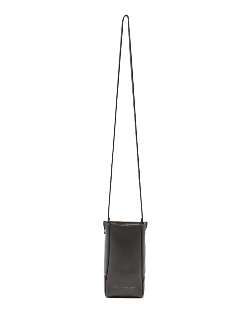Brunello Cucinelli monili-trim leather cross body bag - Braun Braun