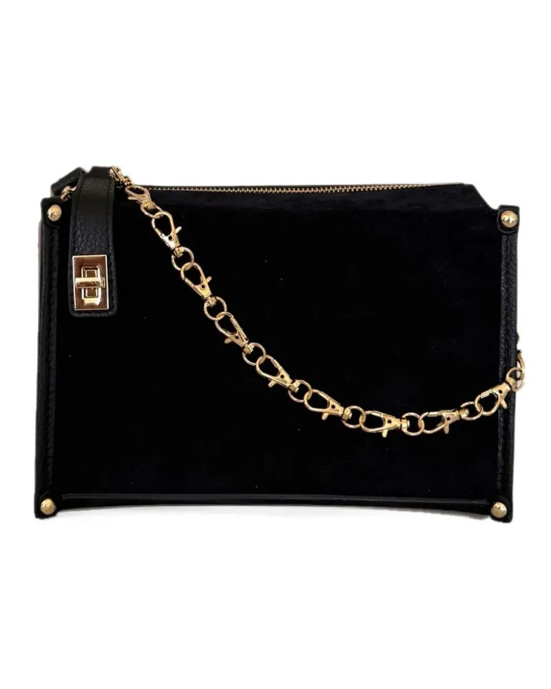 Moma suede-panelled grained leather cross body bag - Schwarz Schwarz
