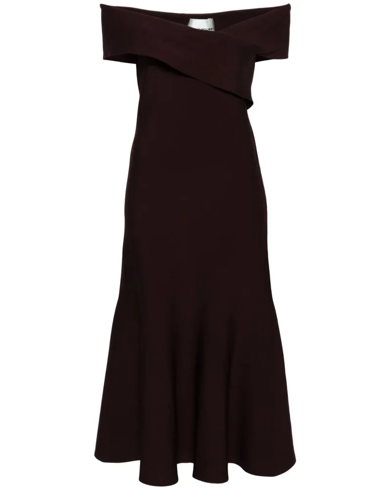 Roland Mouret off-shoulder knitted midi dress Braun