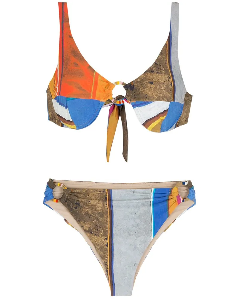 Amir Slama Gestreifter Bikini - Blau Blau