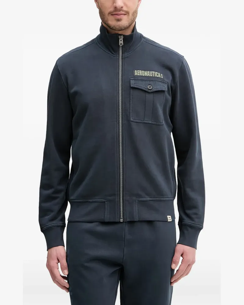 Aeronautica Militare zip-up logo-patch sweater - Blau Blau