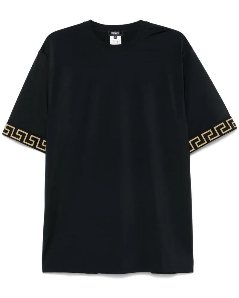 Versace T-Shirt mit Greca-Besatz - Schwarz Schwarz