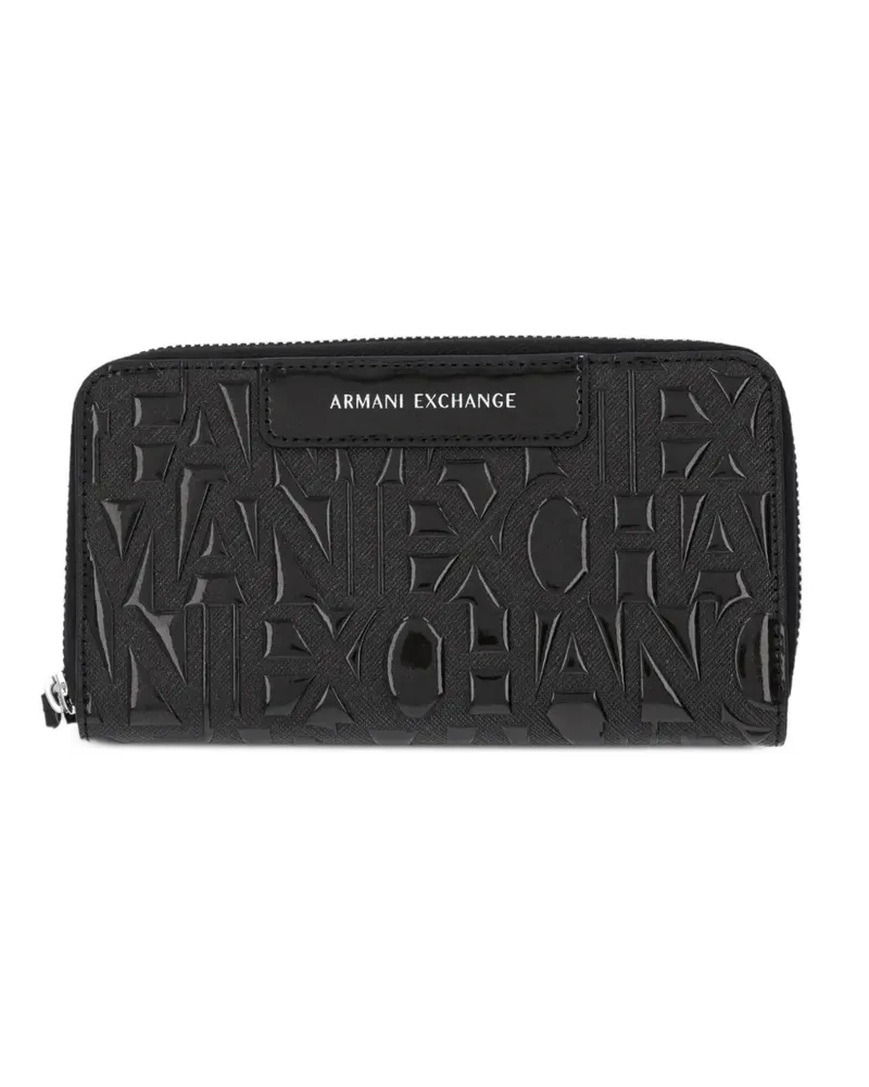 Armani Exchange logo-embossed zip-around wallet - Schwarz Schwarz