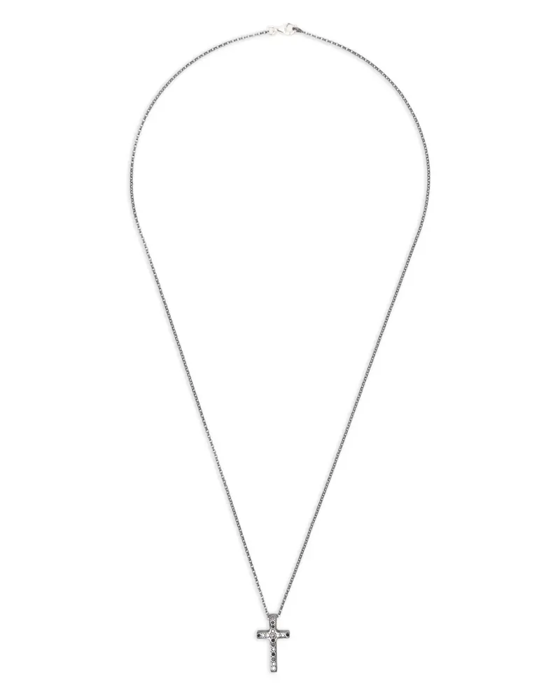 Rosa Maria Halskette aus Sterlingsilber mit Kreuzanhänger mit Diamant - Schwarz Schwarz