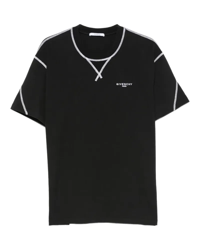Givenchy contrast-topstitched logo-print T-shirt - Schwarz Schwarz
