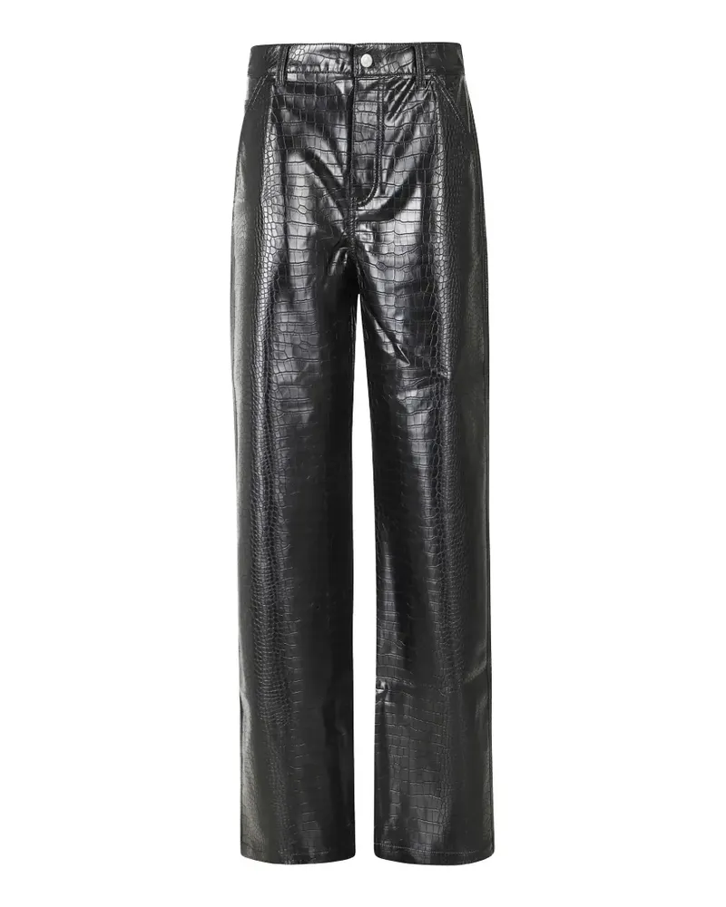 Des Phemmes Lederhose mit Kroko-Effekt - Schwarz Schwarz