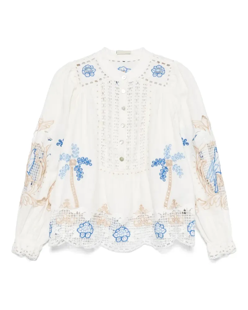 FARM Rio Bluse mit Blumenstickerei - Weiß Weiß