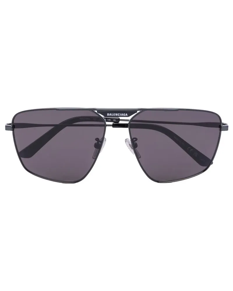 Balenciaga Geometrische Pilotenbrille - Schwarz Schwarz