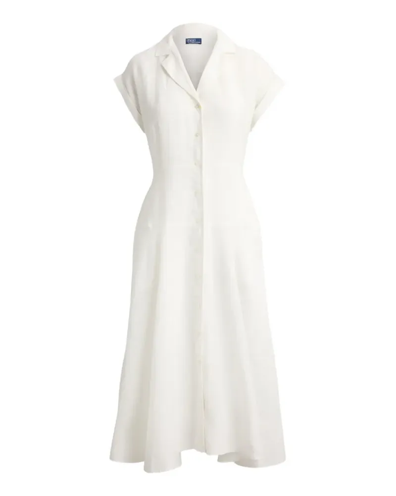 Ralph Lauren Midi-Hemdkleid aus Leinen in A-Linie - Weiß Weiß