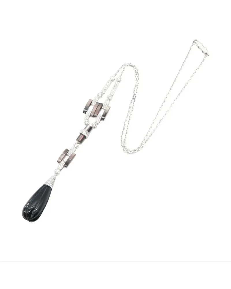 Cartier 2010s Agraff Halskette mit Onyx - Silber Silber