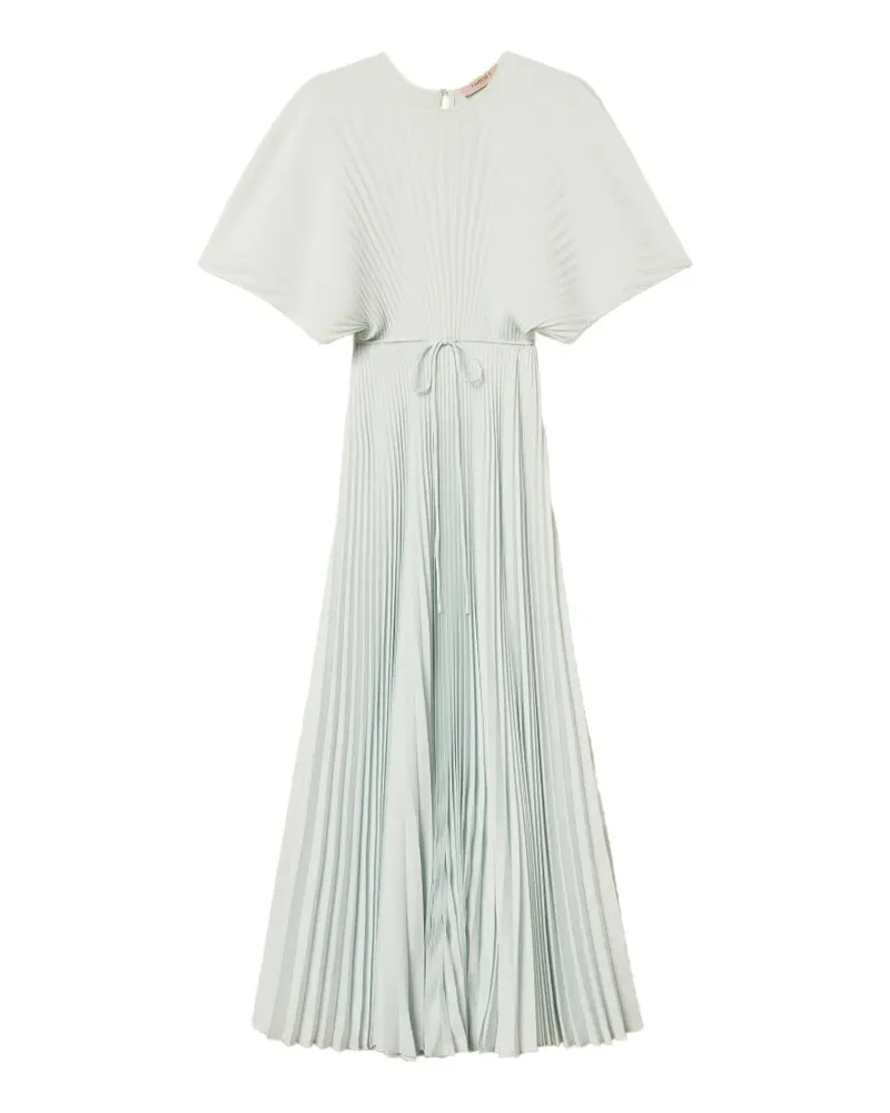 Twin-Set Plissiertes Kleid mit Bindegürtel - Weiß Weiß