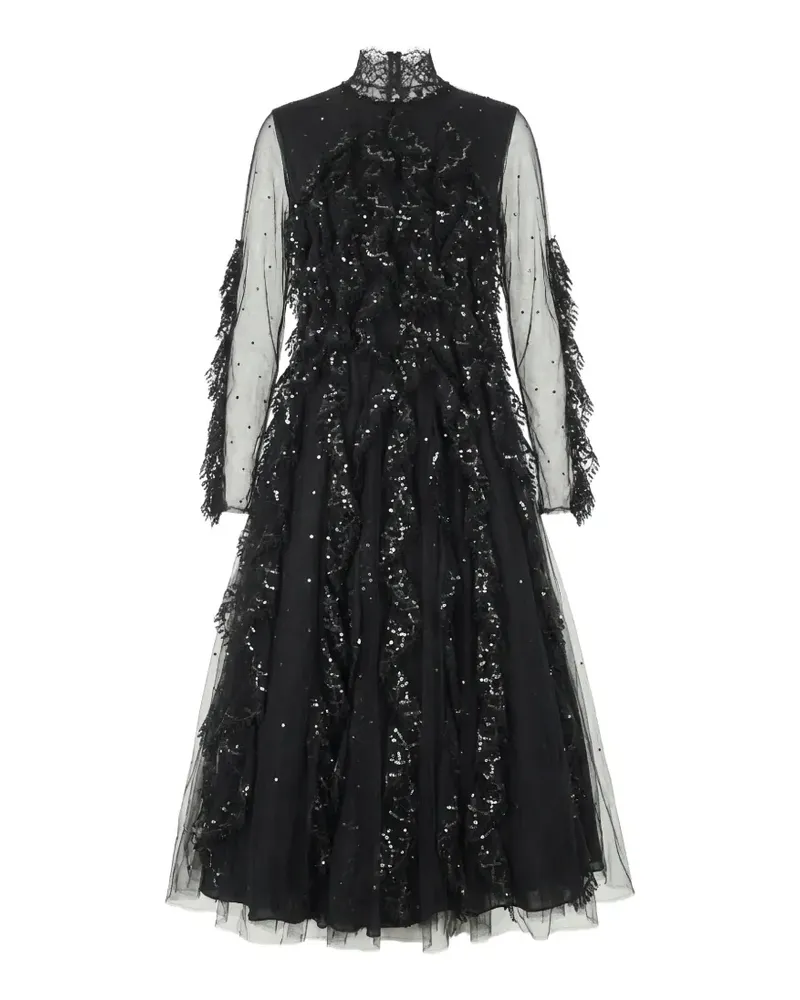 Valentino Garavani sequin-embellished ruffled midi dress - Schwarz Schwarz