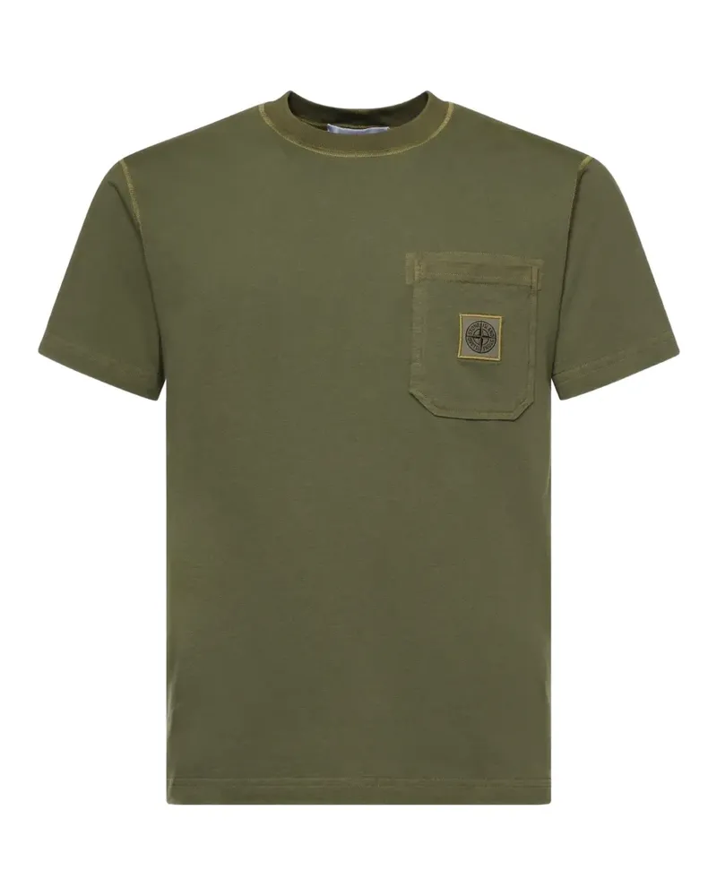 Stone Island T-Shirt mit Logo-Patch - Grün Grün