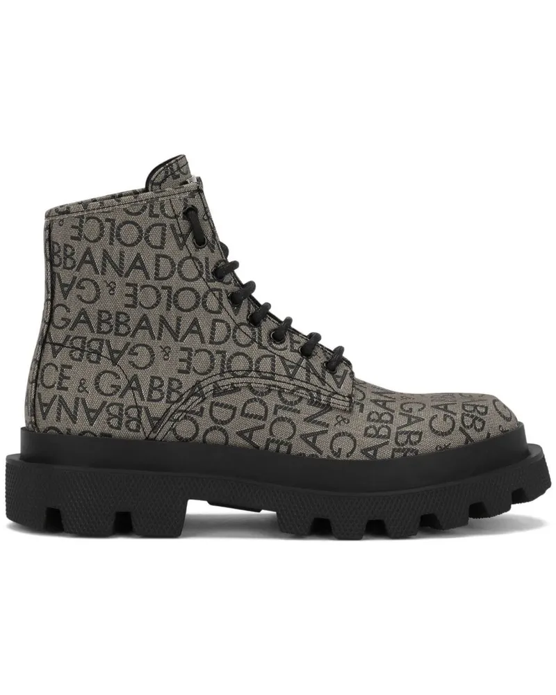 Dolce & Gabbana Schnürstiefel aus Logo-Jacquard - Grau Grau