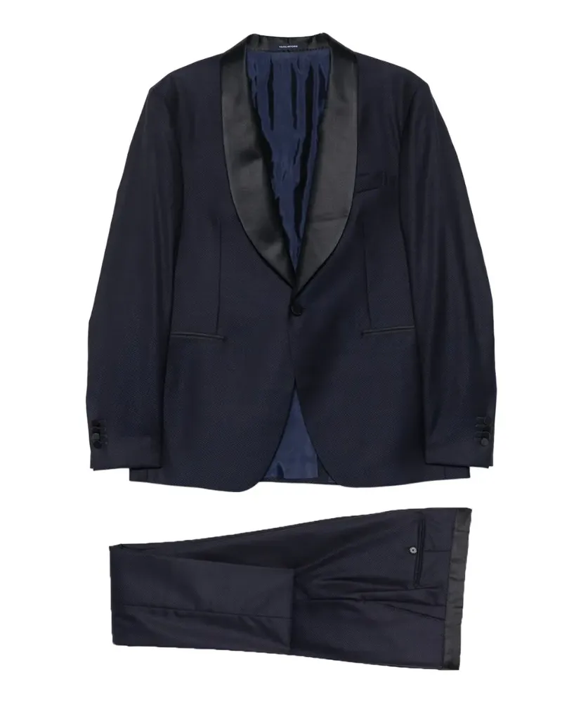 Tagliatore Anzug mit Satinbesatz und Schalkragen - Blau Blau