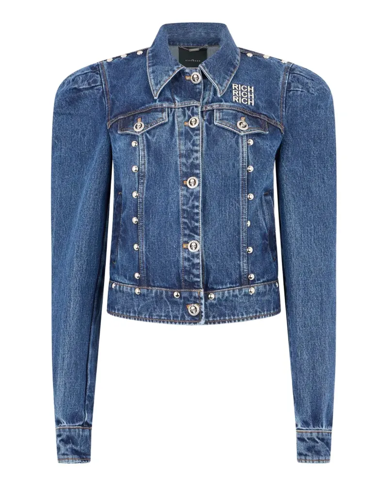John Richmond Jeansjacke mit Drachenstickerei - Blau Blau