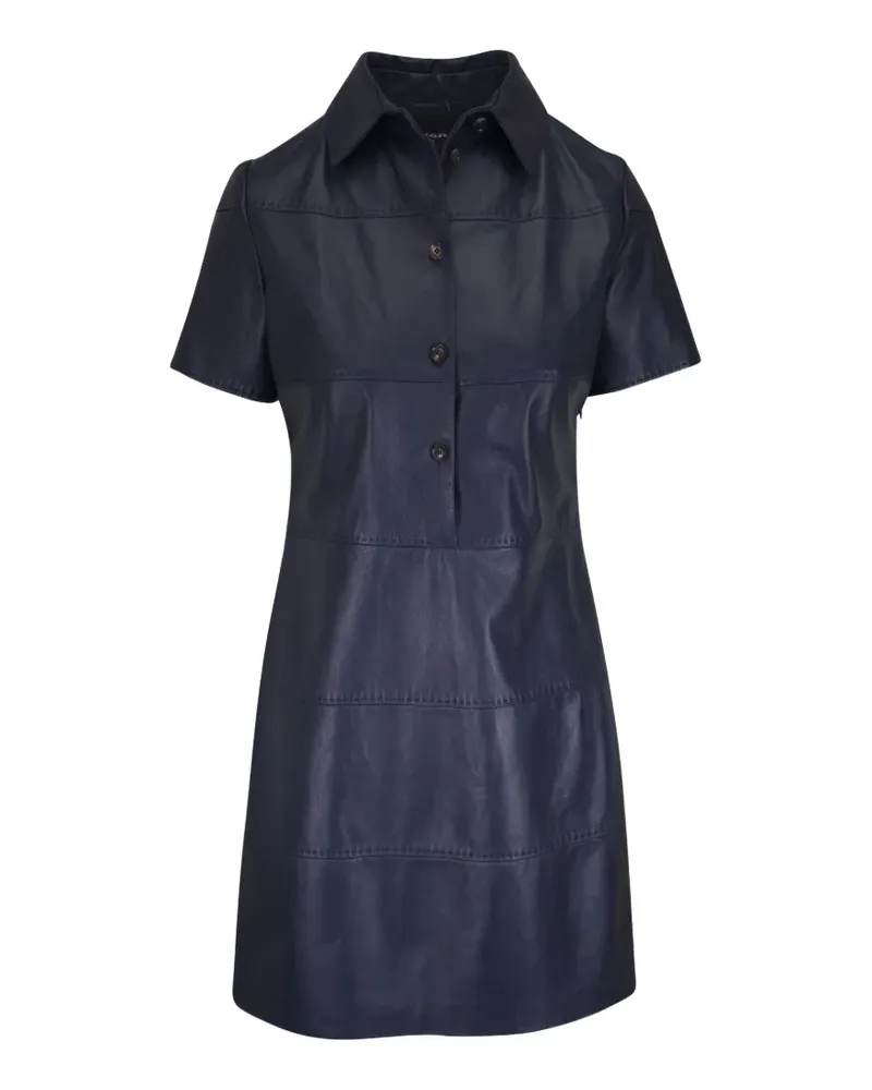 Kiton collared leather dress - Blau Blau