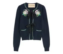 Bestickter Cardigan - Blau