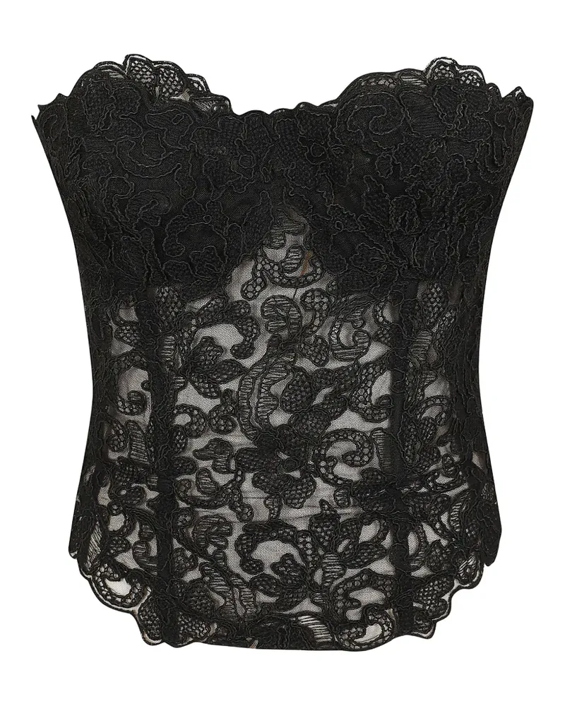 Ermanno Scervino Schulterfreies Oberteil mit Spitzenstickerei - Schwarz Schwarz