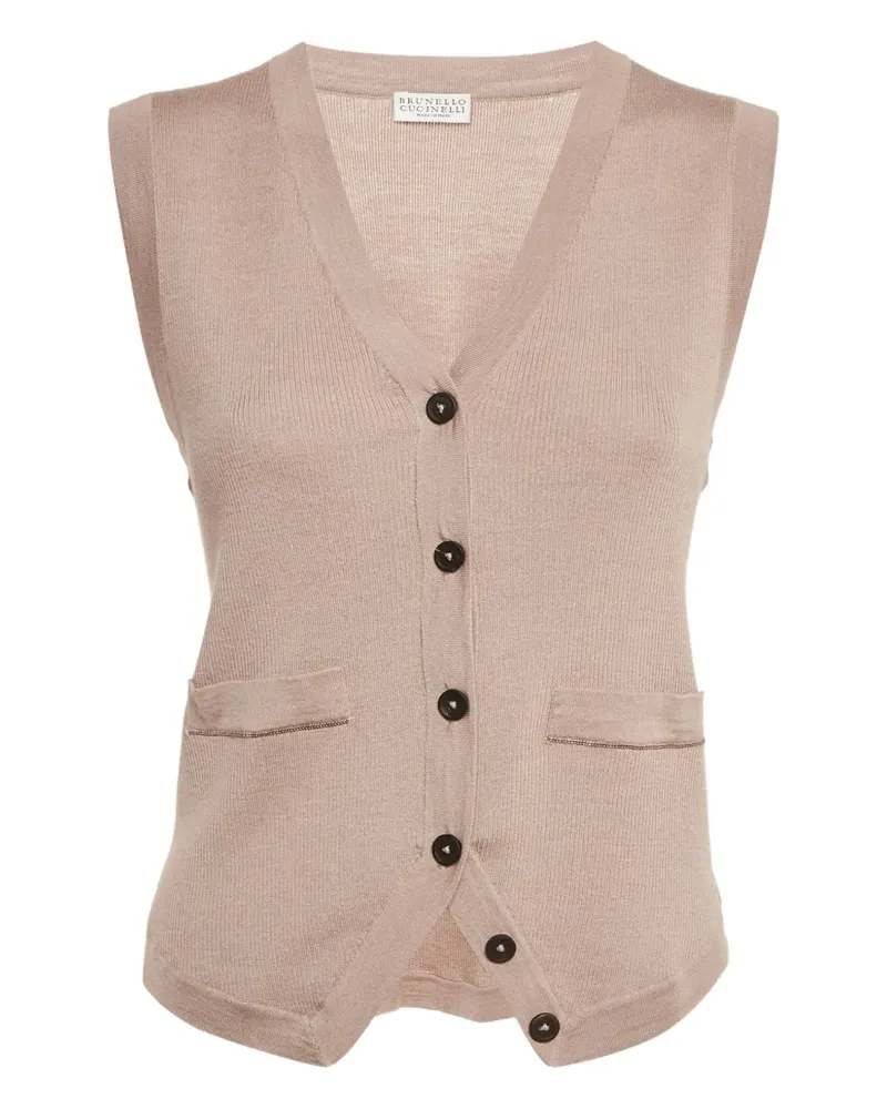 Brunello Cucinelli ribbed-knit vest - Nude Nude