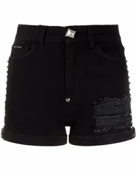 Philipp Plein Stones Jeans-Shorts Schwarz