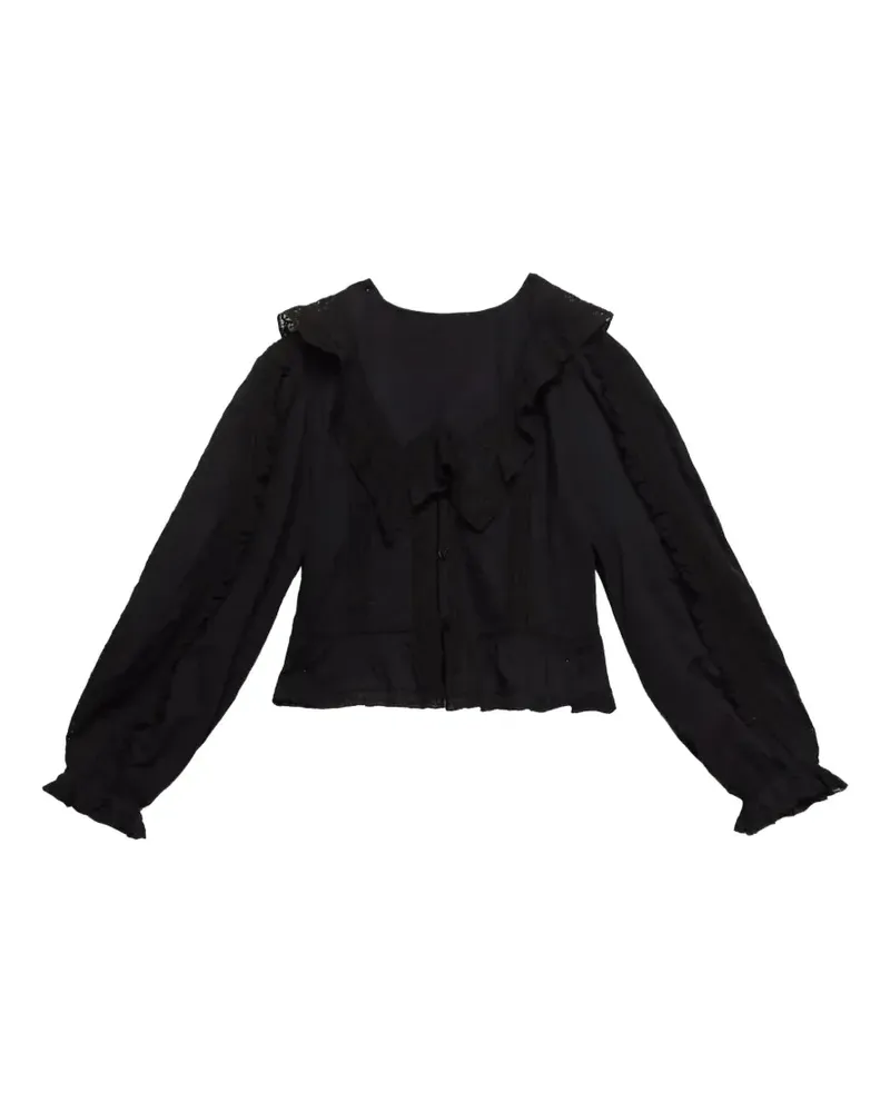RIXO Bluse mit Rüschen - Schwarz Schwarz