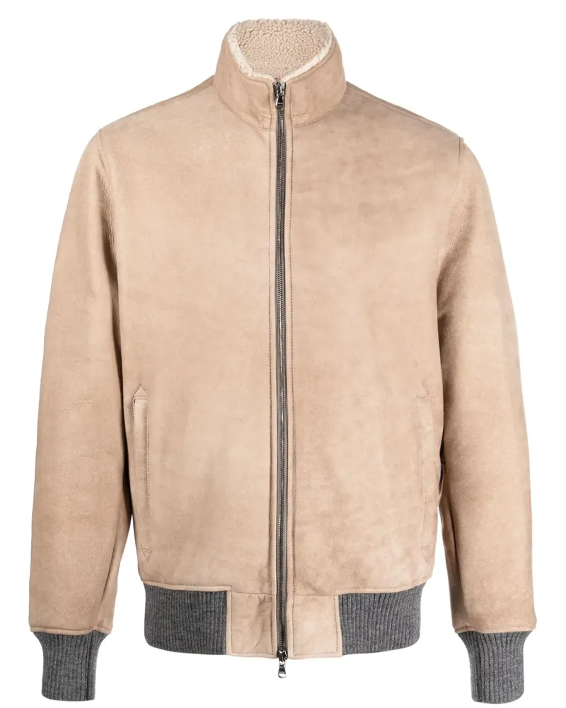 BARBA Lederjacke mit Reißverschluss - Nude Nude