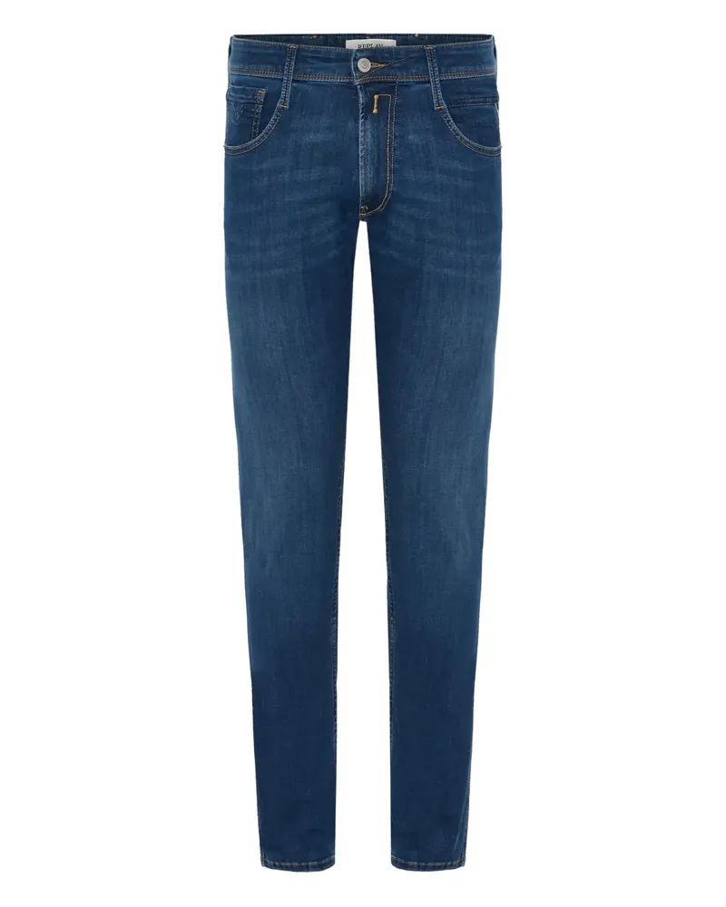 Replay Jeans mit Logo-Patch - Blau Blau