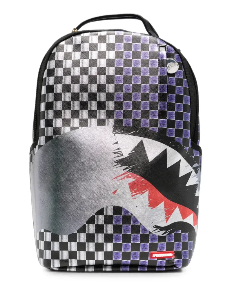 Sprayground Karierter Rucksack mit Hai-Print - Schwarz Schwarz