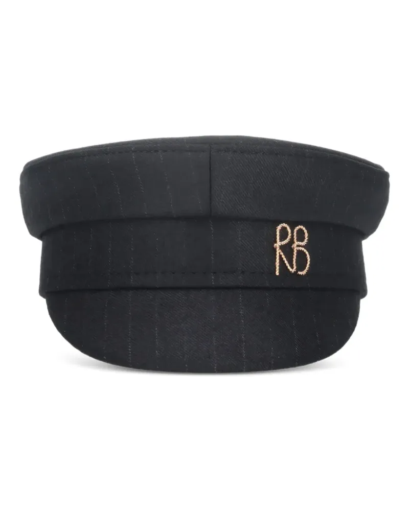 RUSLAN BAGINSKIY Bestickte Matrosen-Baseballkappe mit Nadelstreifen - Schwarz Schwarz