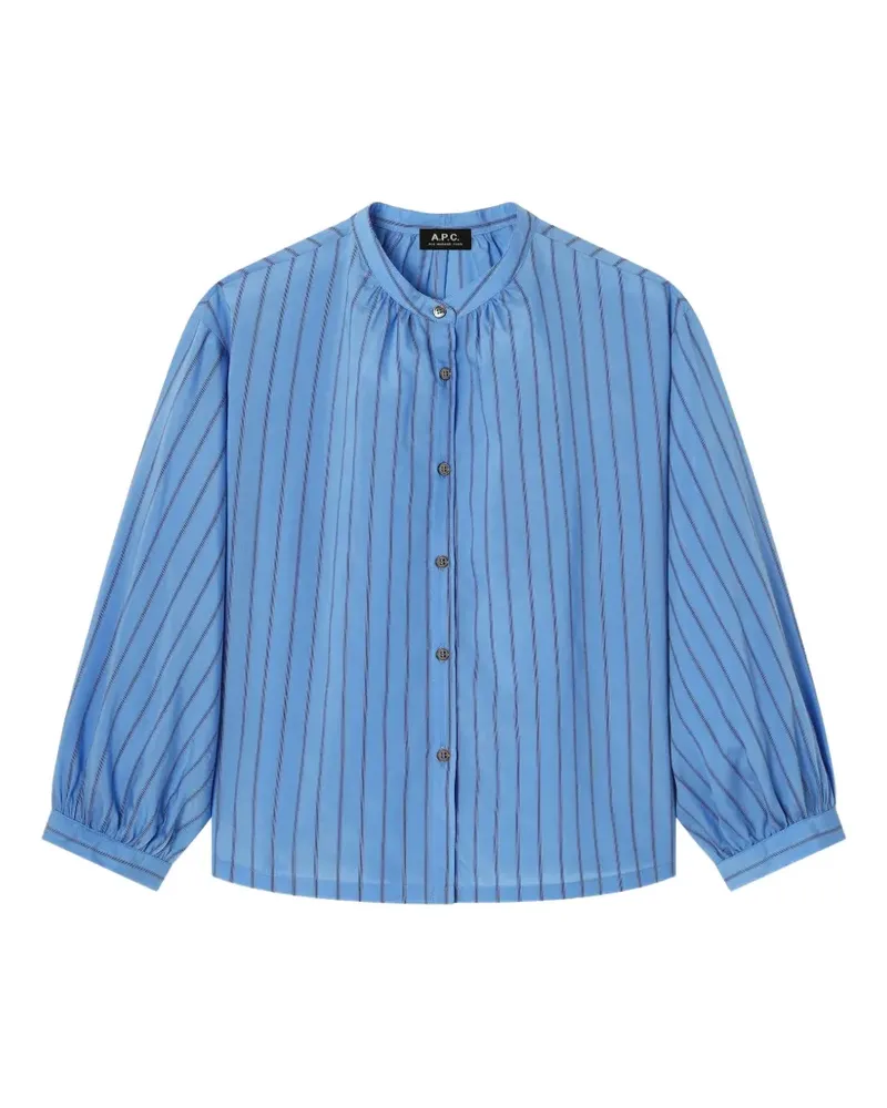 A.P.C. Gestreifte Bela Bluse mit Stehkragen - Blau Blau