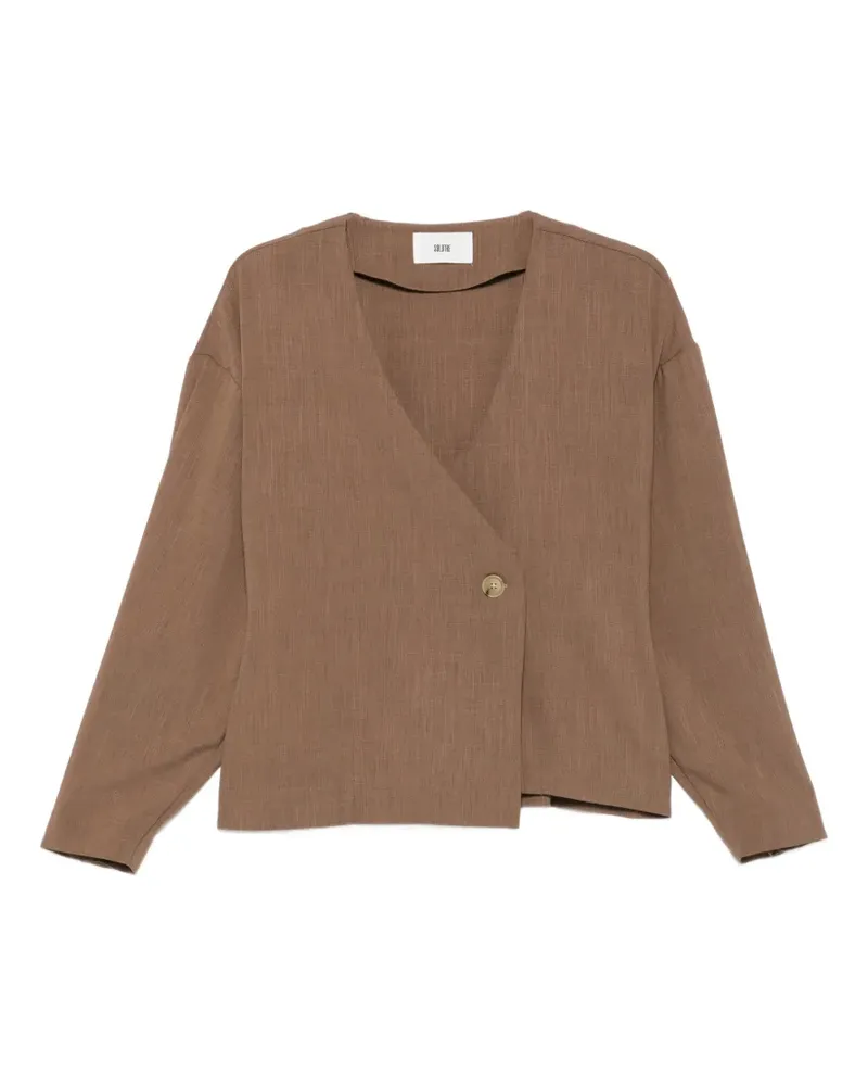 SOLOTRE Asymmetrischer Smoking-Blazer - Braun Braun