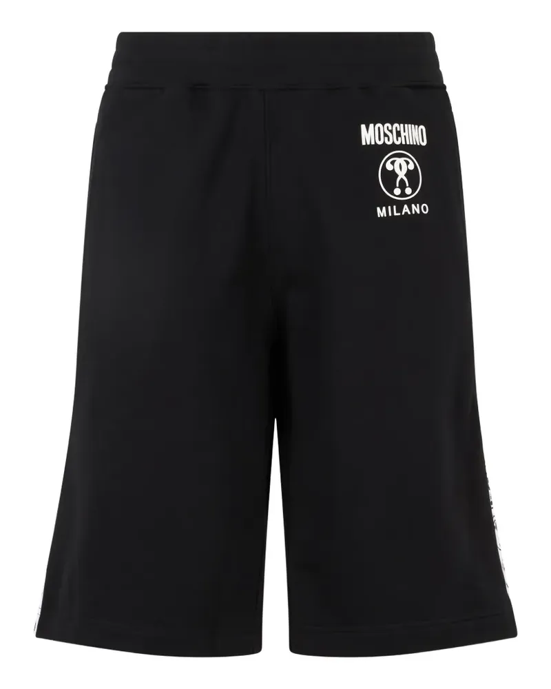 Moschino logo-print side-stripe shorts - Schwarz Schwarz