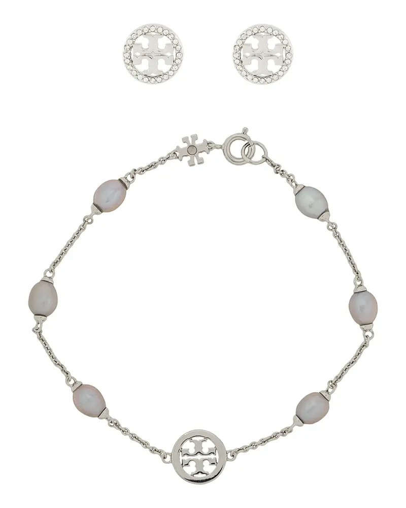 Tory Burch Armband mit Logo-Anhängern - Silber Silber