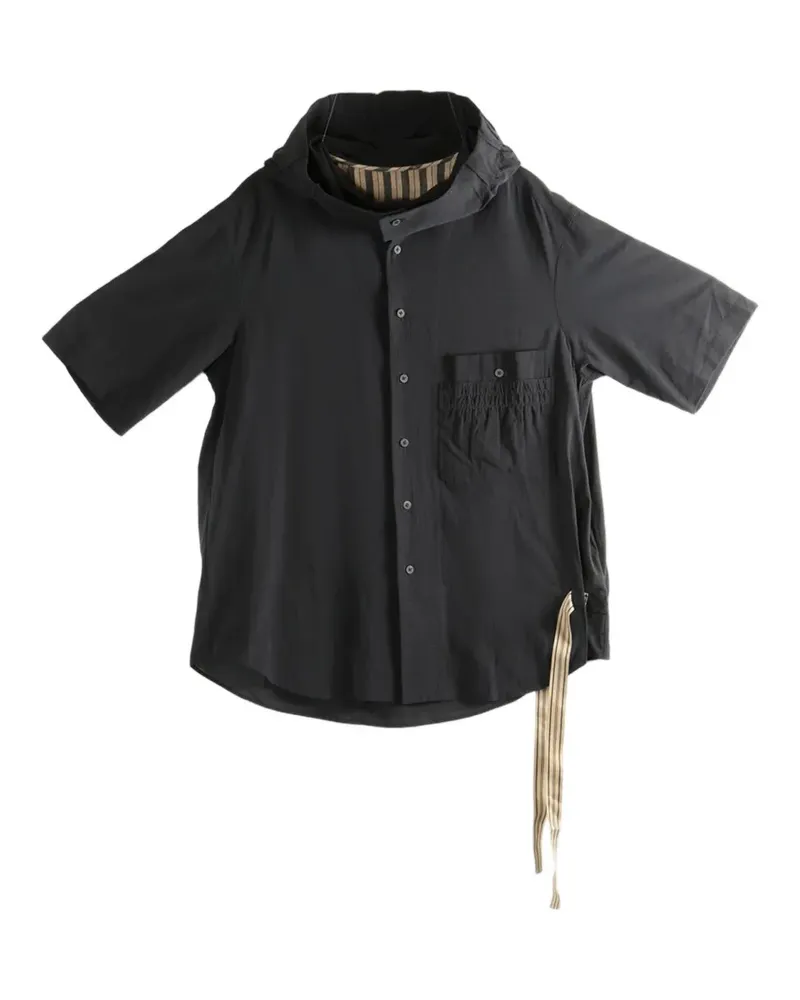 Ziggy Chen hooded short-sleeved shirt - Schwarz Schwarz