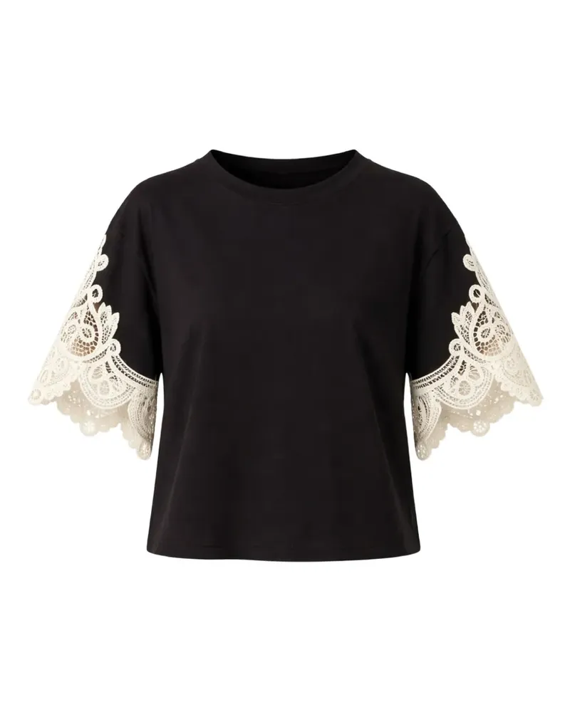 Twin-Set T-Shirt mit Schnürdetail - Schwarz Schwarz