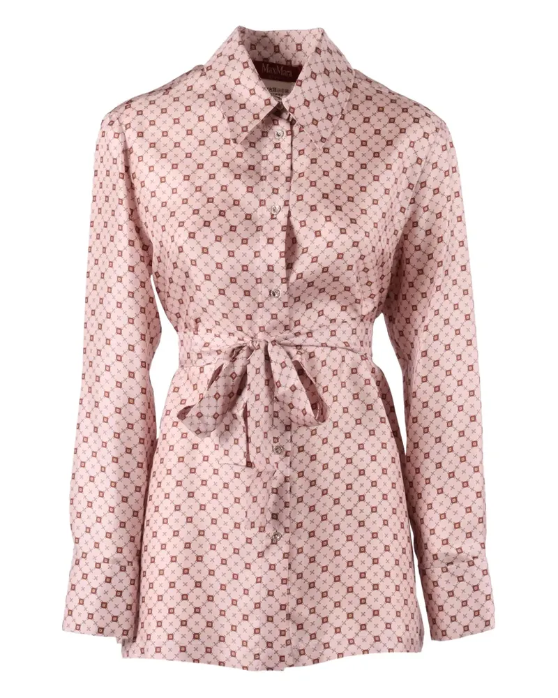Max Mara Boccale belted geometric-print shirt - Rosa Rosa
