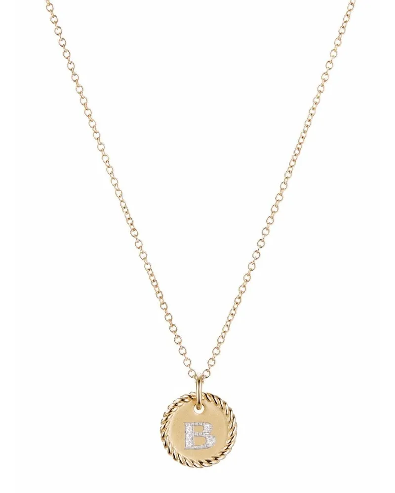 David Yurman 18kt B Initial Charm Gelbgoldhalskette mit Diamanten Gold