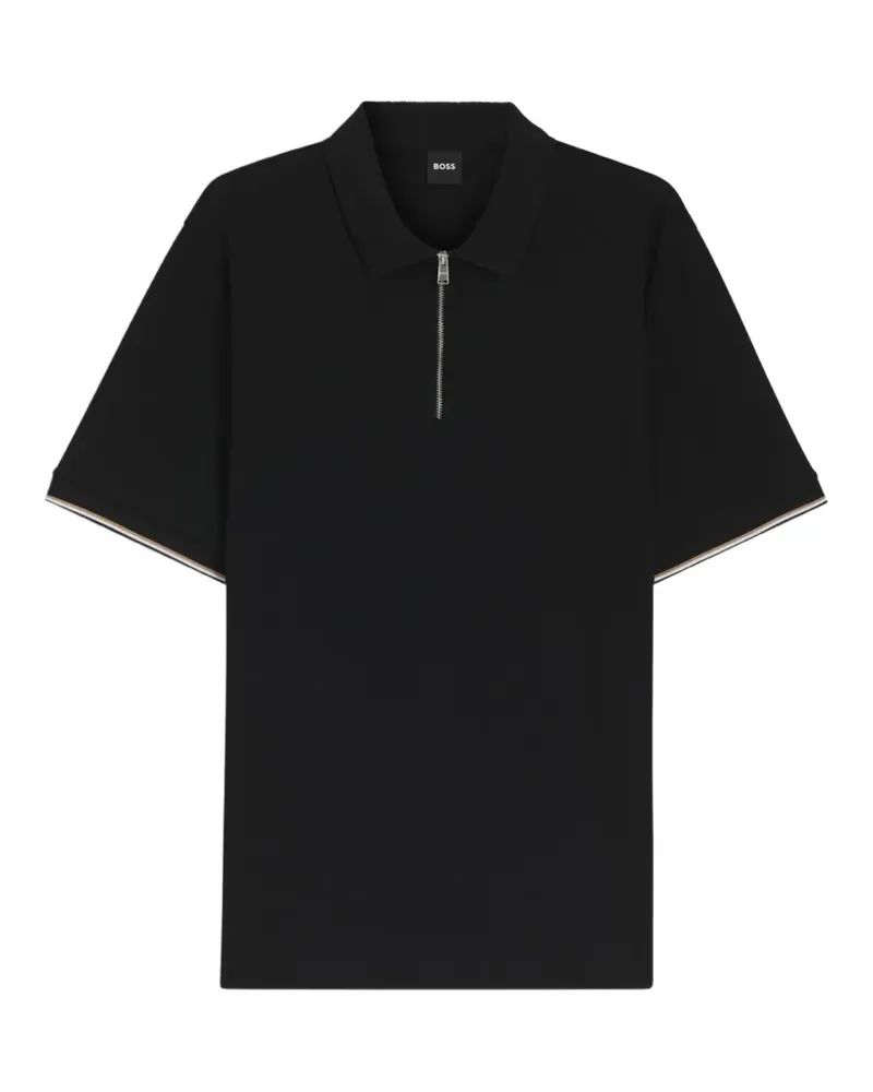 HUGO BOSS Poloshirt aus Baumwoll-Piqué mit Reißverschluss - Schwarz Schwarz